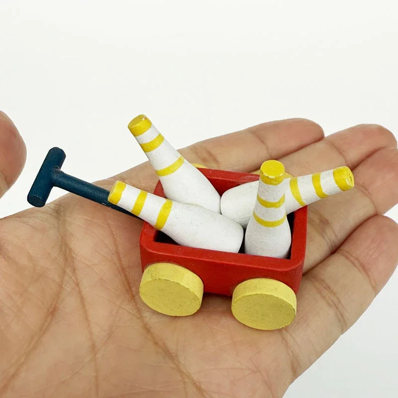 

Toy Doll House Outdoor Miniature Bowling Cart Furnishing in 1:12 Scale