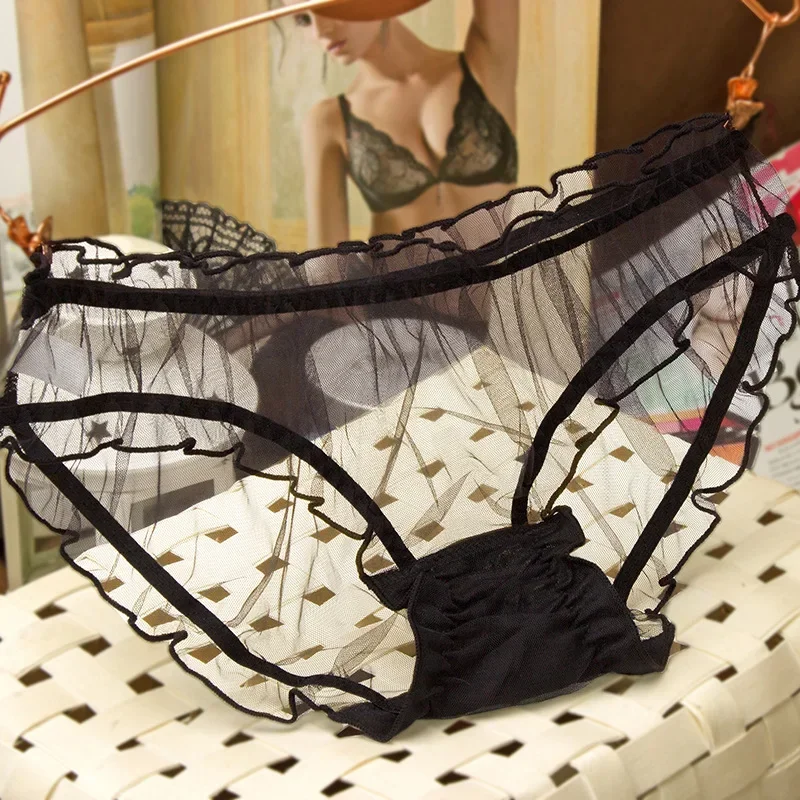 شبكة الملابس الداخلية الشفافة للنساء ، ملخصات الدانتيل تنفس للفتيات ، المنشعب القطن ، المنشعب