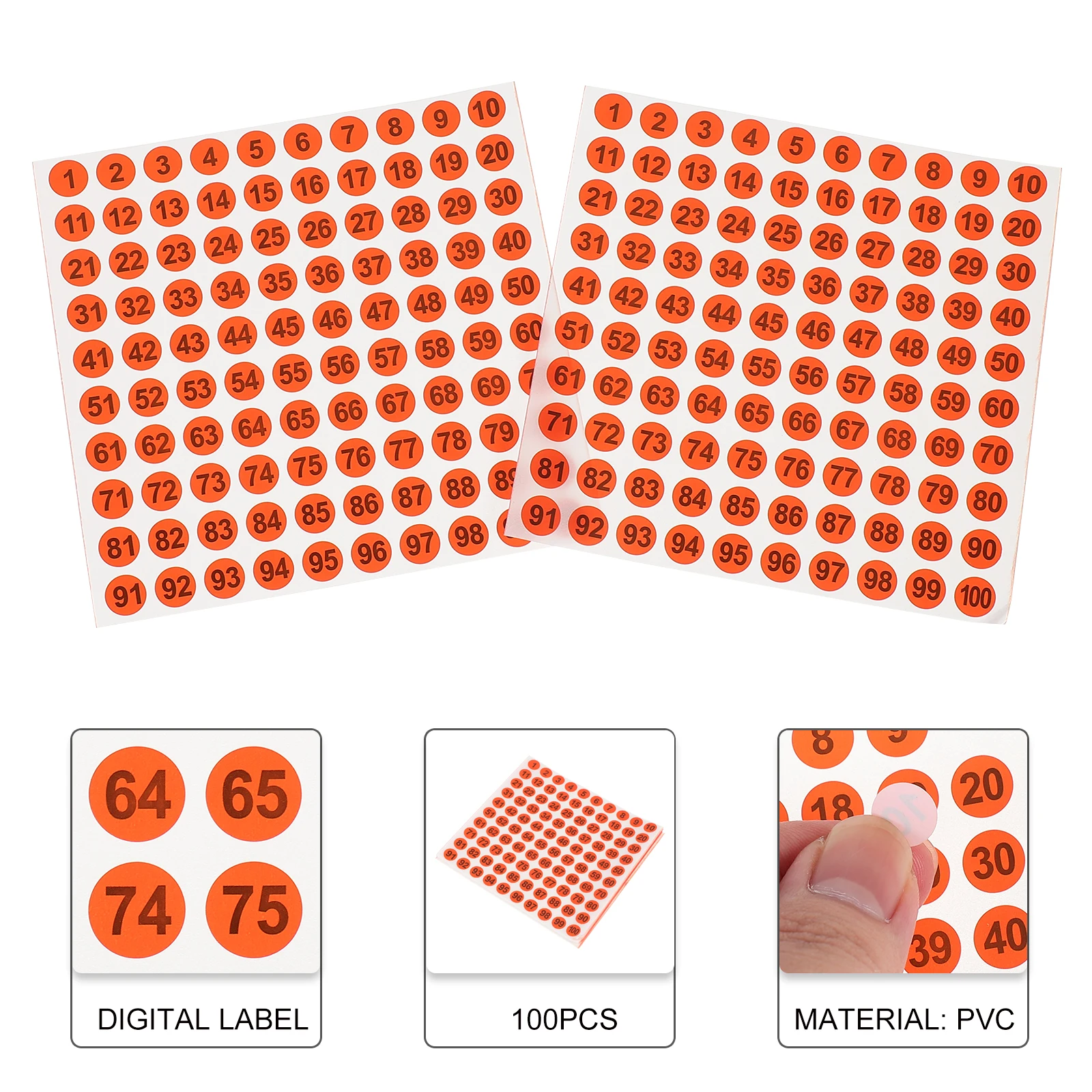 Self Adhesive Number Stickers Removable PVC Labels Clear Printing Digital Label Seal Envelopes Gift Wraps DIY Craft Projects