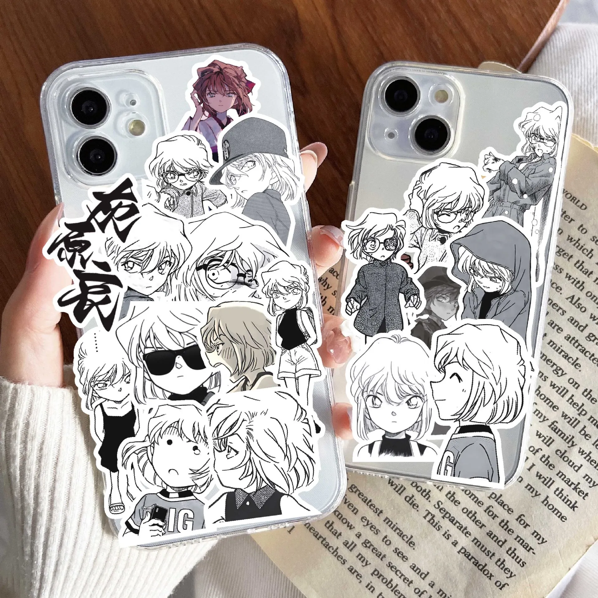 75 قطعة Ai Haibara واحدة أبيض وأسود يوم الكرتون المحقق كونان الطرفية الديكور دفتر اللوحي كتيب ملصقات