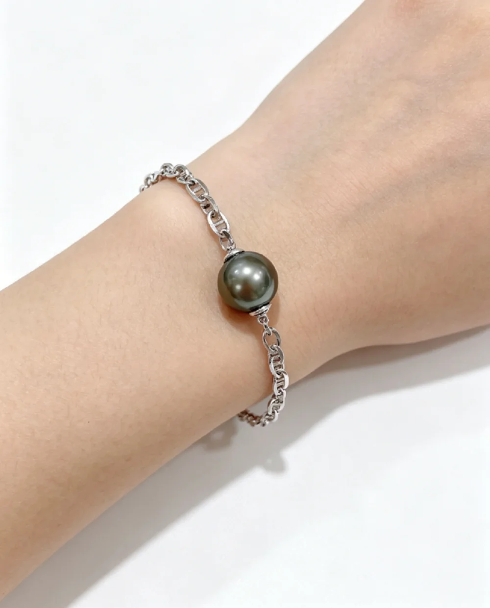 

Gorgeous bracelet AAAA10-11mm natural Tahitian black pearl bracelet 16+3 tail chain bracelet