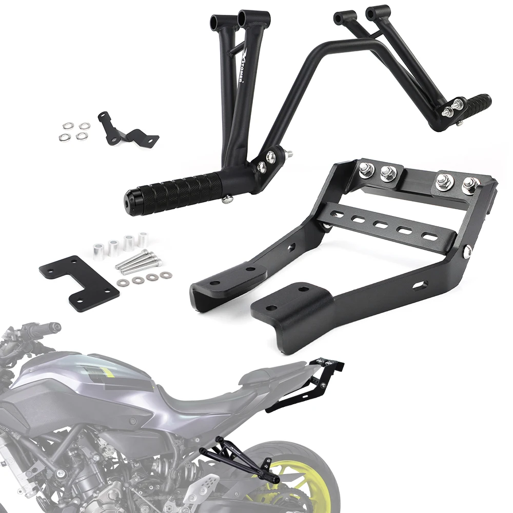 

Fit For Yamaha FZ-07 / MT-07 2014-2025 Motorcycle Subcage With Foot Pegs Stunt Subcage & Scrape Bar Rear Stunt Parts Black Steel