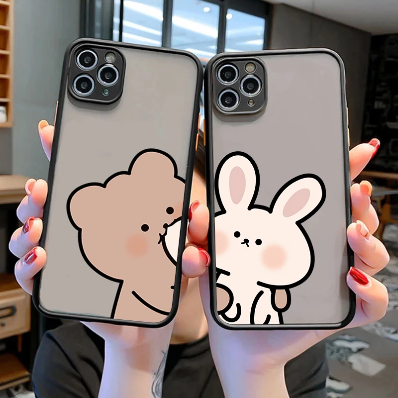لطيف الدب الكرتون الأرنب قضية الهاتف آيفون 17 برو ماكس 11 12 13 14 15 16 برو ماكس 15 16 زائد 17AIR لينة سيليكون الأزواج غطاء #1