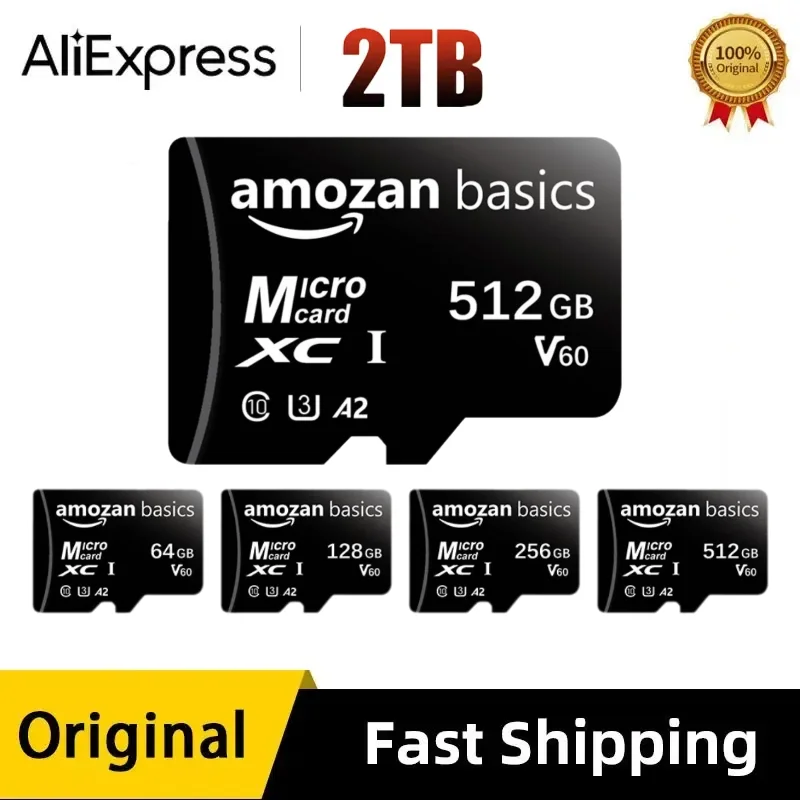 Original Micro TF/SD Card 1TB 2TB A2 U3 Class 10 SD Card 512GB SD Memory Card 128GB 256GB For Phone/Camera/tablet/Drone/Switch