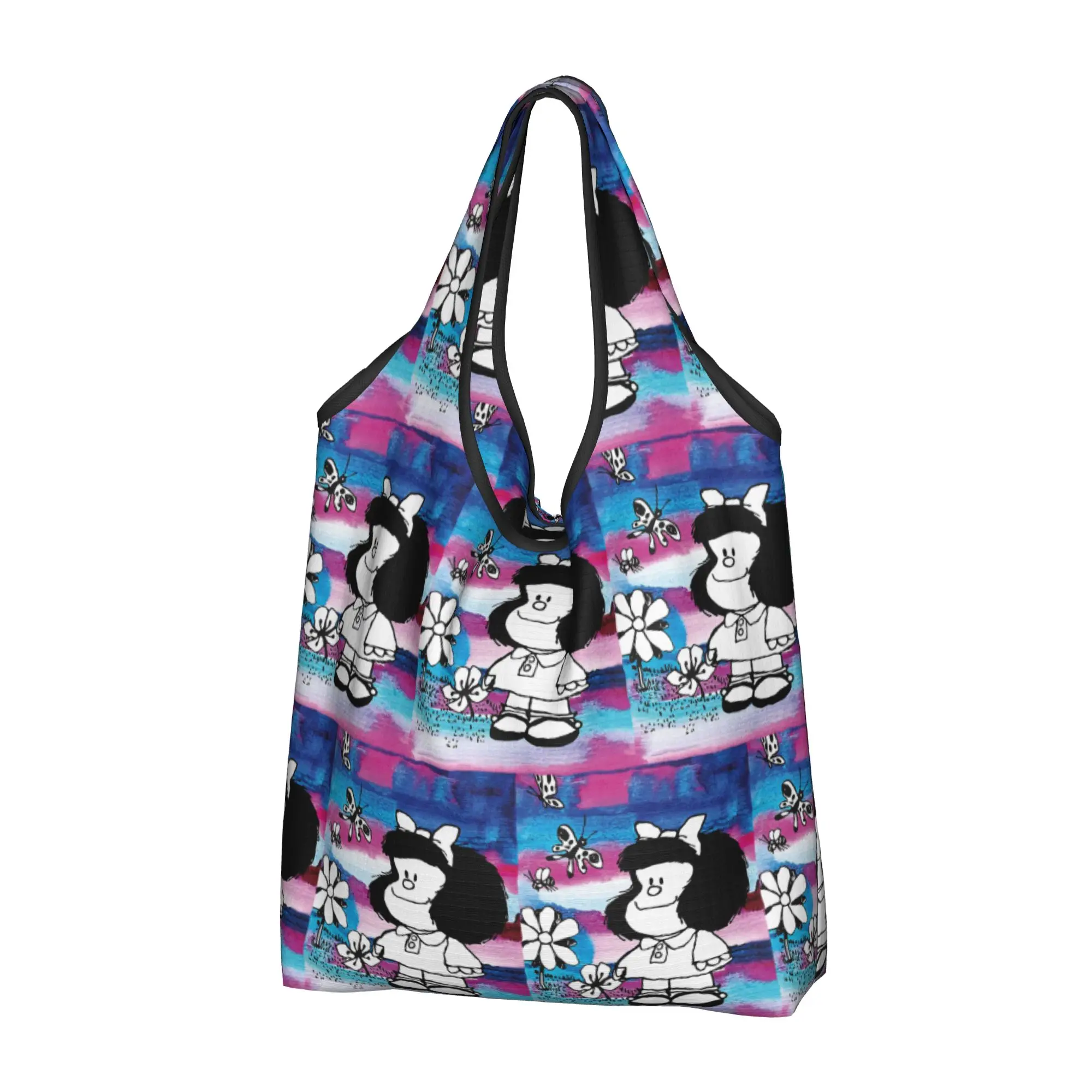Fashion Printed M-Mafaldas Manga Comics Tote Shopping Bags Portable Shopper Shoulder  Handbag