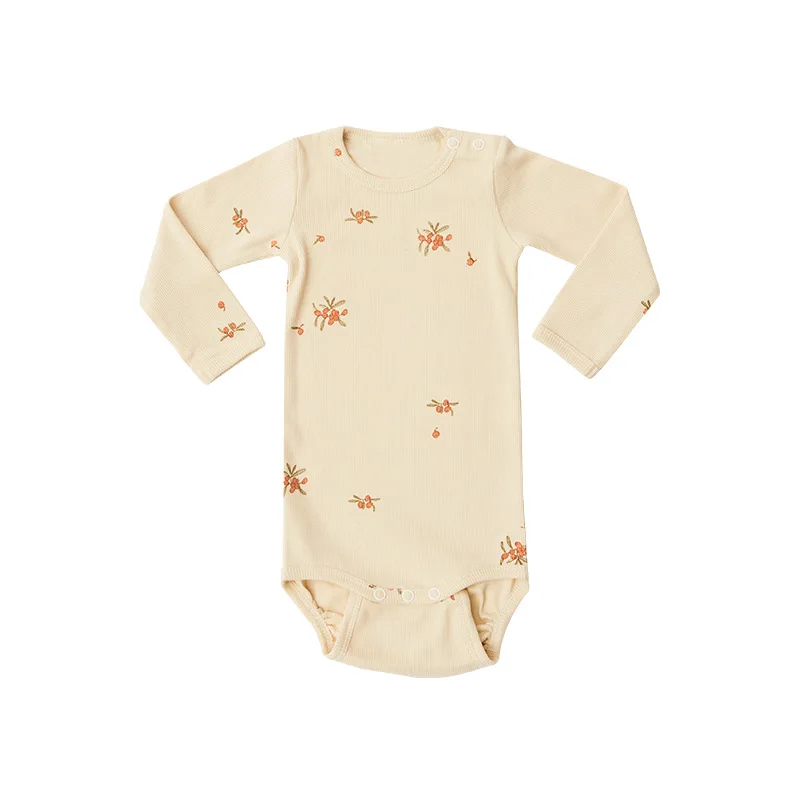 Ins New Newborn Girls Romper Long Sleeve Spring Autumn Floral Print Round Collar Cotton Baby Girls Bodysuit Infant Girl Jumpsuit