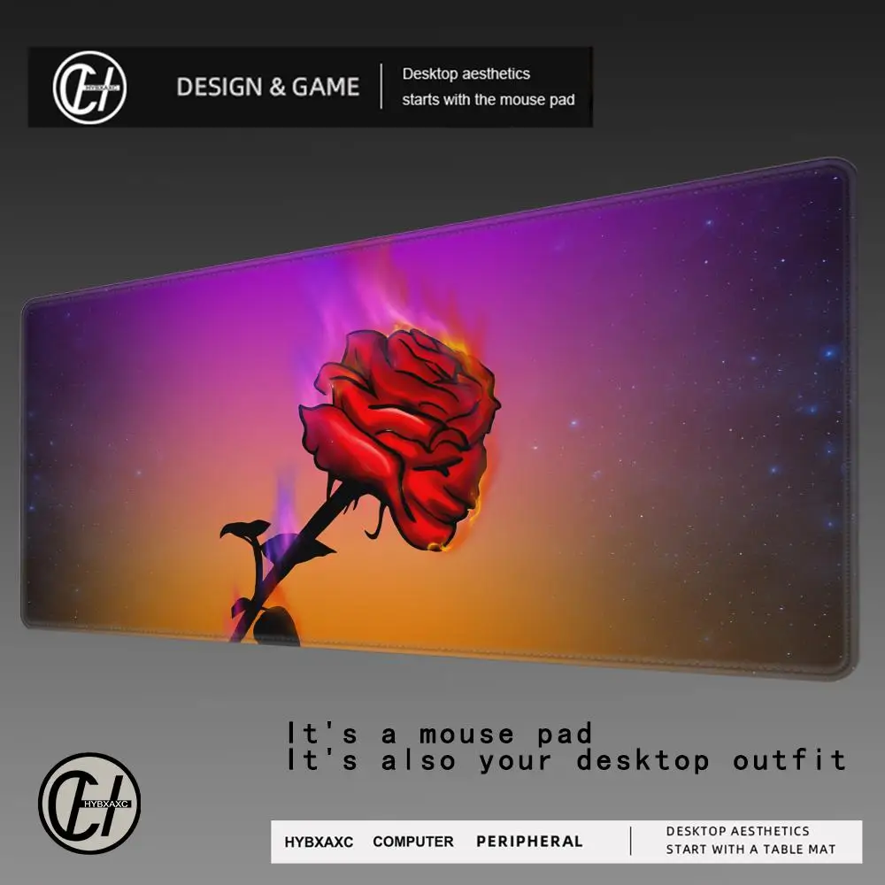 

HYBXAXC Cartoon Rose Mouse Pad Large Computer Office Game Table MatsRubber Anti-slip Gaming Keyboard Mousepads Long Desk Pads