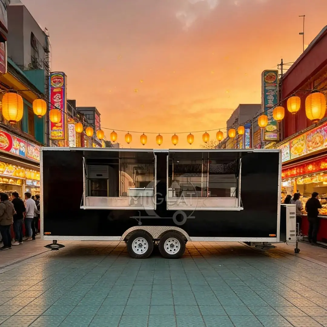 

Commercial Mobile Stainless Steel Food Truck Multi-Function Kitchen Food Cart Outdoor Catering Trailer for Business