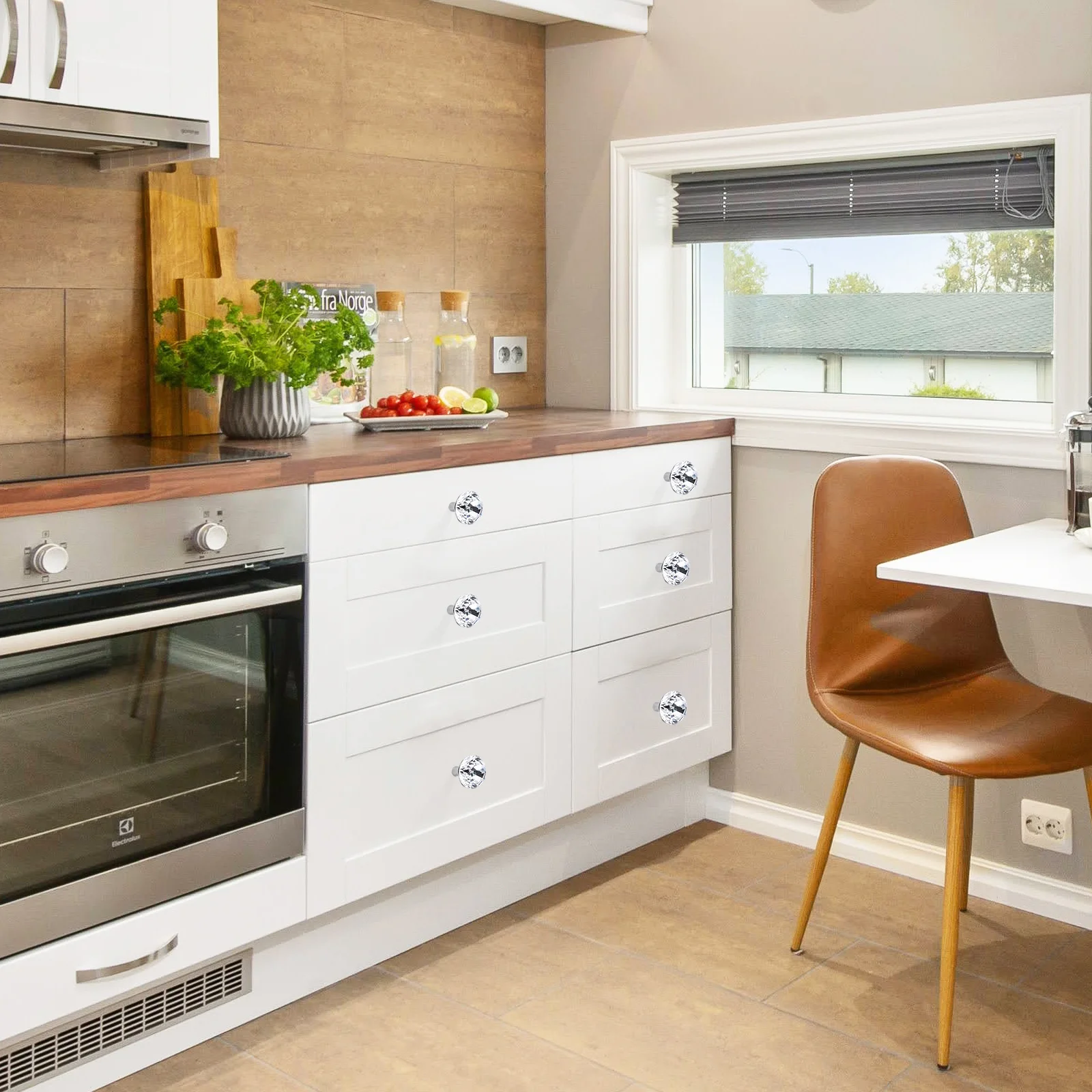 

4Pcs Acrylic Cabinet Grab Bars Heavy Duty High Grade Door Lever Handle Durable Safe Stylish Diamond Design Wardrobe Closet