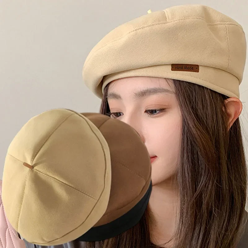 Autumn Winter Woolen Berets Caps French Artist Bonnet Warm Felt Hats Beret Female Solid Octagonal Hat Fashion Girl  Cap