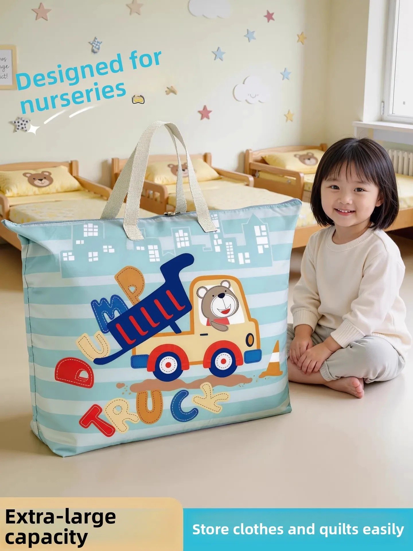 

Children's Dormitory Quilt Storage Bag Large Capacity Clothes Cotton Quilt Organizer Waterproof Handheld Bag for Kindergarten