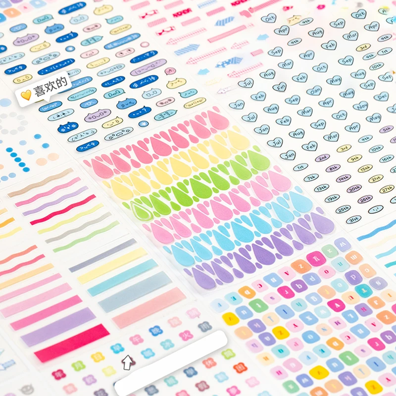 32 pieces/book Gift Packaging Set Language Leisure Color Life PET Mini Basic Stickers Book Guka Nail Art Phone Case Notebook Dia