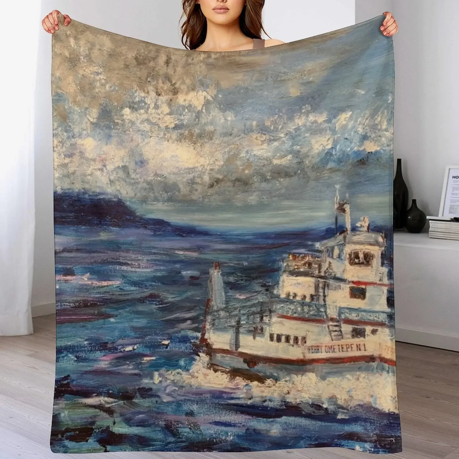 Ometepe Ferry Lake Nicaragua Throw Blanket Cozy Home Blanket Gift for Christmas Holiday