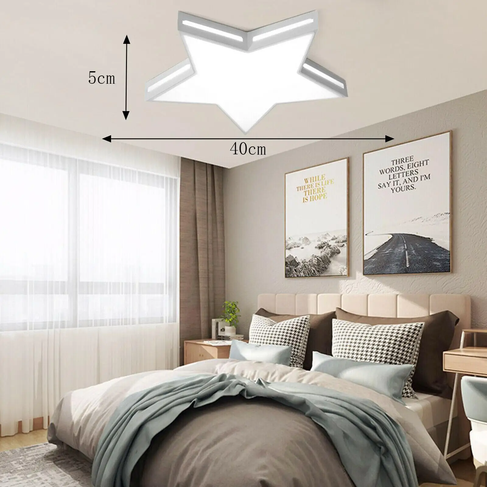 LED Ceiling Light Fixture Acrylic Flush Mount Lamp Kids Room Bedroom Decor Five-pointed Star Design