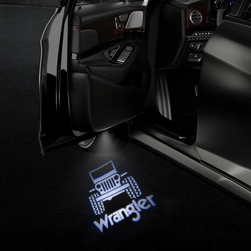 1/2PCS For Wrangler Emblem Renegade Patriot Grand Cherokee Sahara Logo Puddle Light Car HD Door Welcome Light Led Projector Lamp