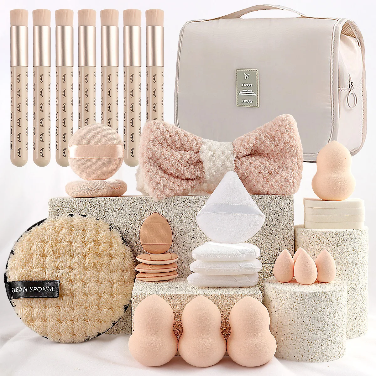

Must-Have 28PC Travel Makeup Kit - Compact Cosmetic Bag with Essentials