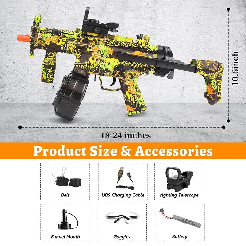 Elektrischer Splatter-Ballblaster, großer Orby-Pistolen-Gel-Ballblaster mit Trommel, 7,4-V-Akku, manueller und automatischer Modus