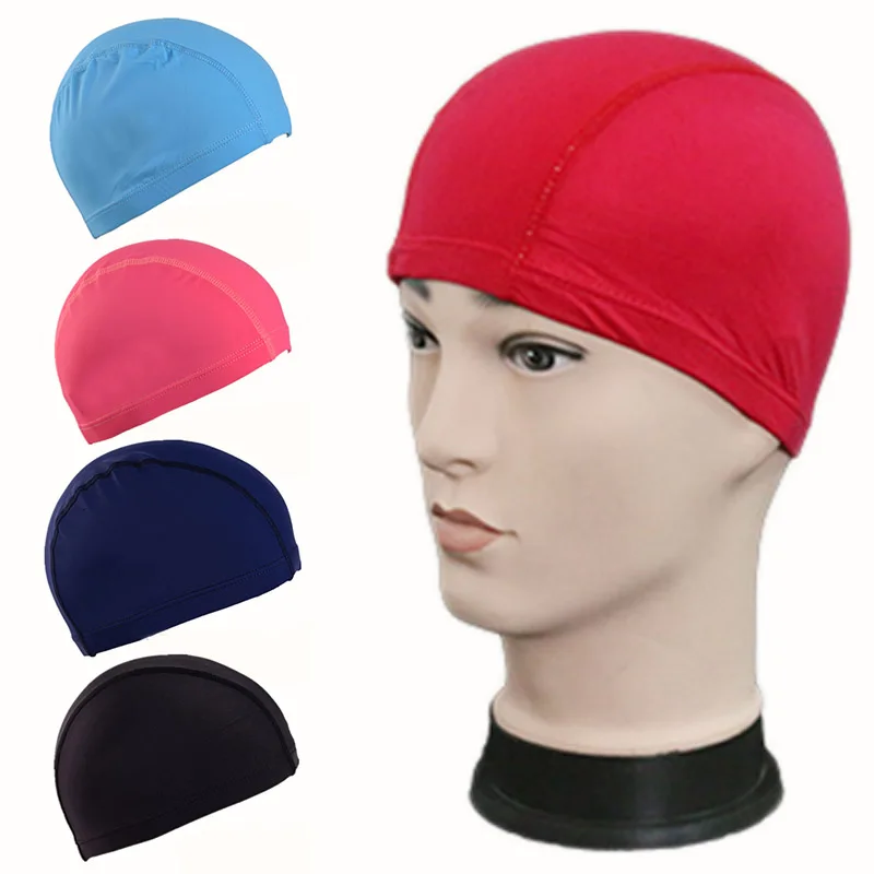 Swimming Caps For Male Female Elastic Nylon Soild Ear Protection Long Hair Swimming Pool Hat Free Size Ultrathin Bathing Caps