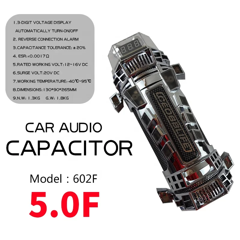 Stabilizes Voltage & Supplement Current Car Stereo Accessory Capacitor with Voltage Visplay CEOBBLIFE 602F 4.0F/5.0F Optional