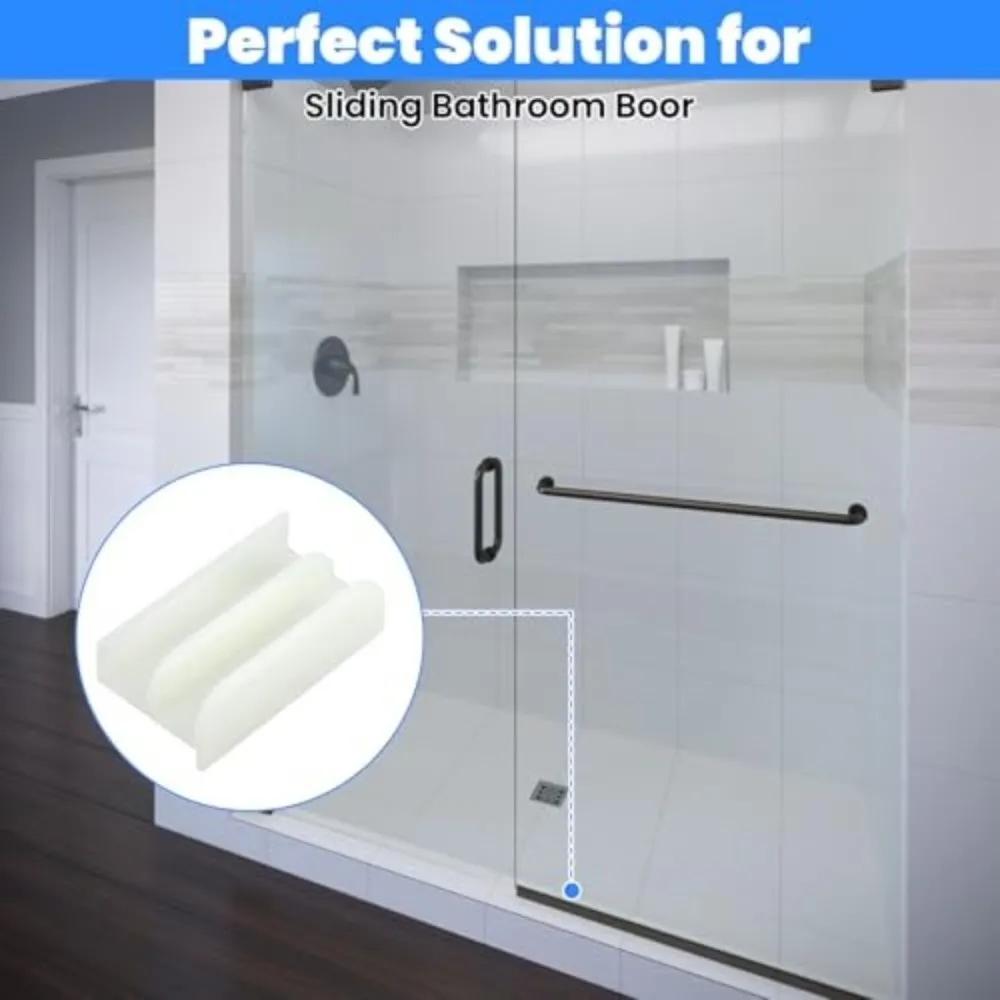 Plastic Construction M6219 Sliding Shower Door Bottom Track with Screw 1/2 Inch Channels Plastic Track 7/16-inch Thick Glass