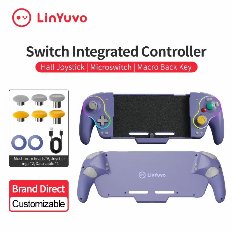 

LinYuvo Retro Gamepad KS63 for Switch OLED with Dazzle Color Supports Programming &Vibration Adjustment,Silicone material