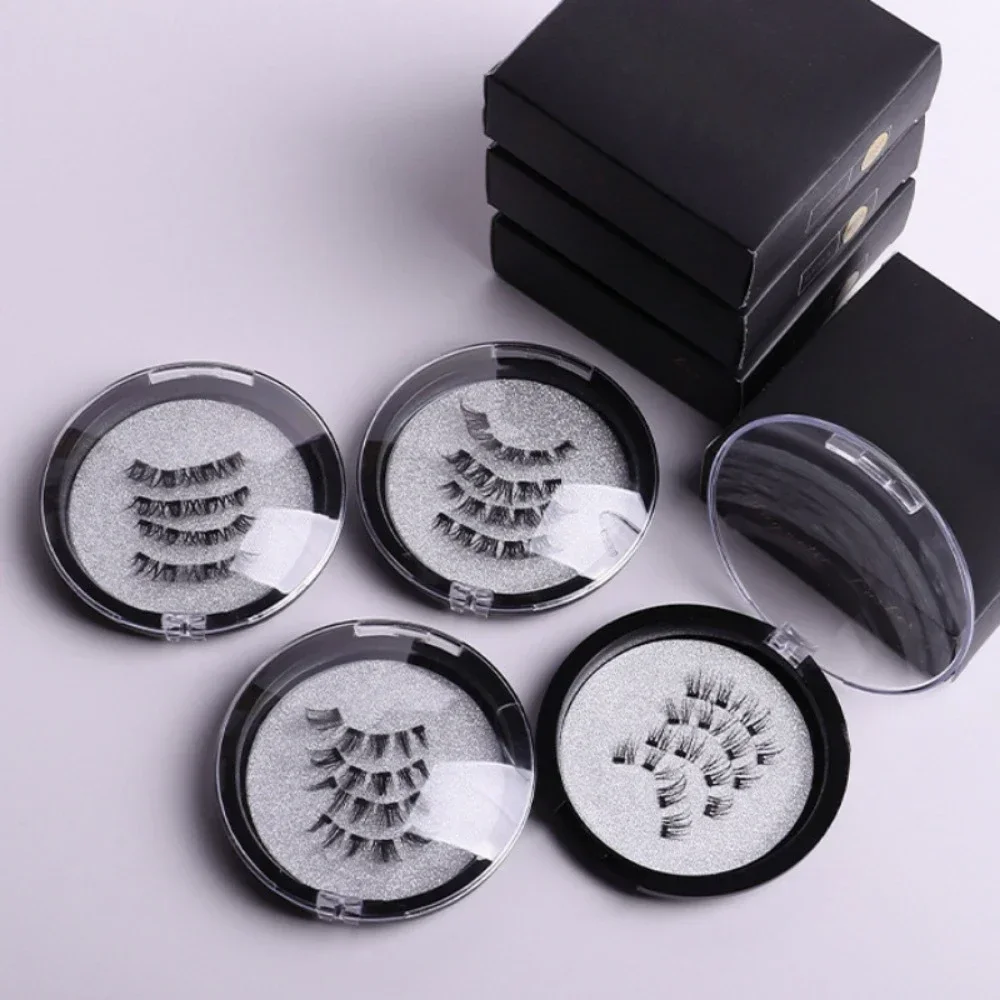 4pcs 4 แม่เหล็กขนตาปลอมผู้หญิง 3D ขนตาปลอมธรรมชาติ Reusable ชุดคลิปแม่เหล็ก Lashes แม่เหล็ก Lash แหนบ