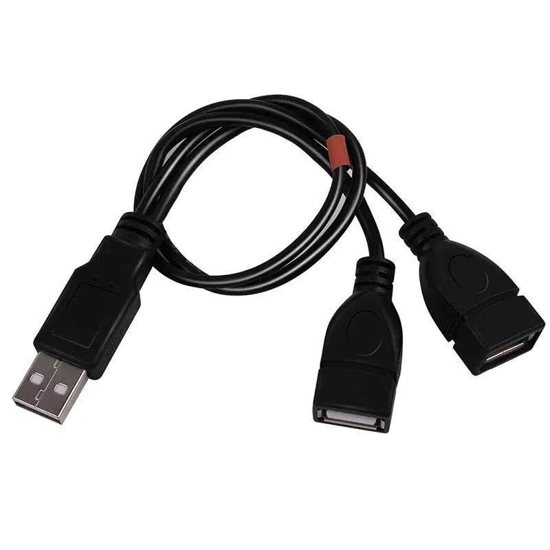 30cm 1/2 USB 2.0 A Male Plug to Dual USB A Female Jack Y-shaped Splitter Hub Adapter Data Charging Cable USB One Male/Two Female
