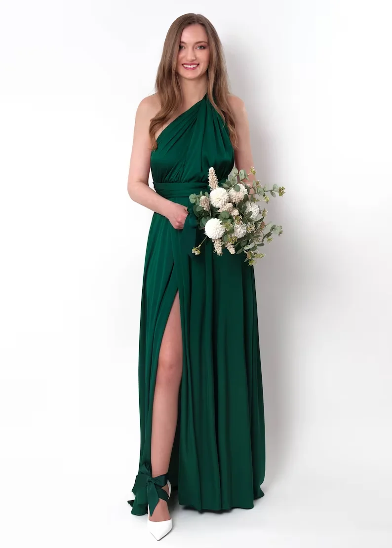 Robe de demoiselle d'honneur vert foncé Infinity Multiway Maxi robe de demoiselle d'honneur formelle Wrap mariage longue robe de soirée Cocktail de mariage