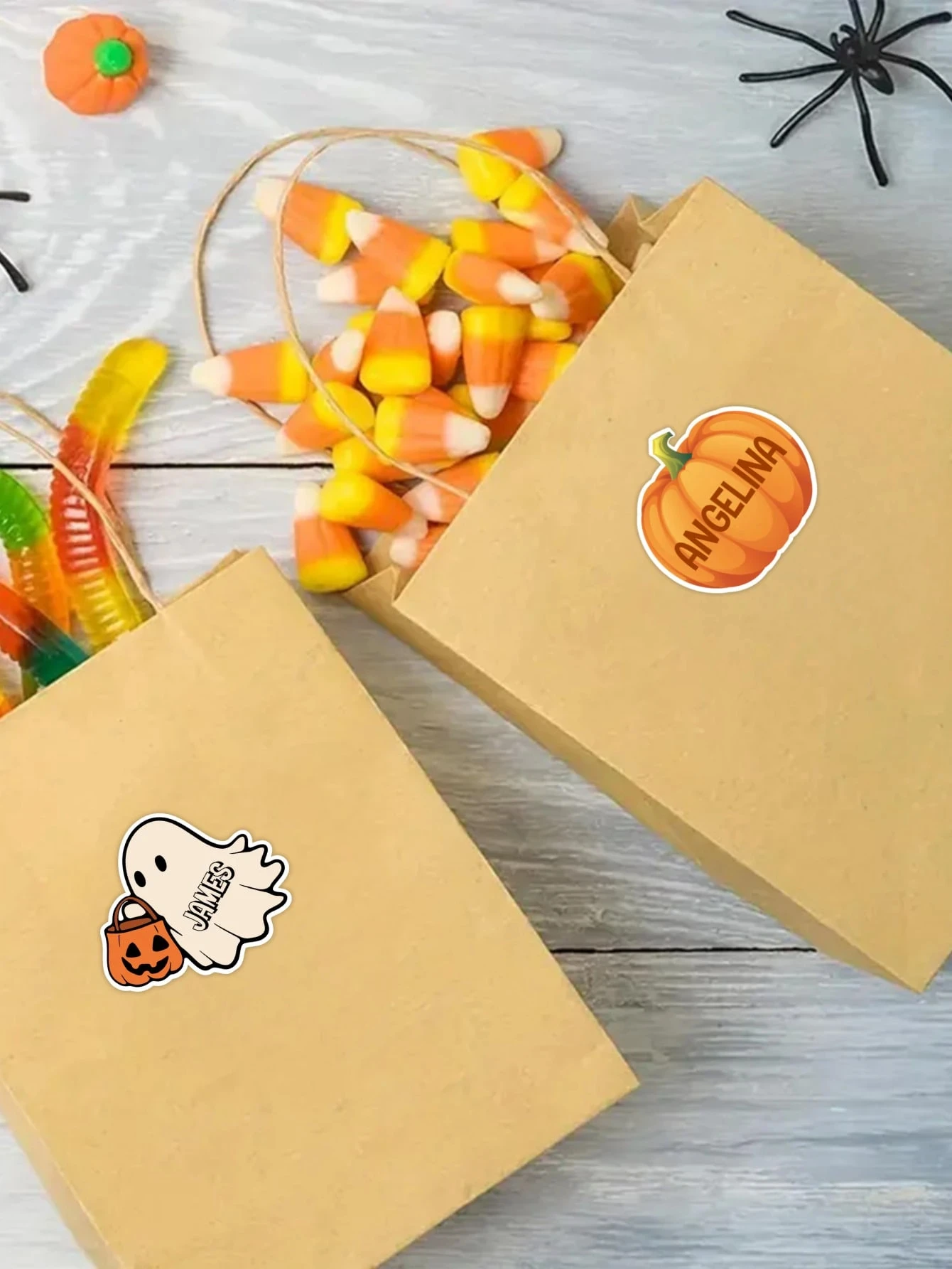 10-40 Uds pegatinas personalizadas de dibujos animados de Halloween, etiquetas personalizadas de fantasma lindo (6*5CM)/pumpkin (6*5,5 CM) pegatinas espeluznantes, truco o trato