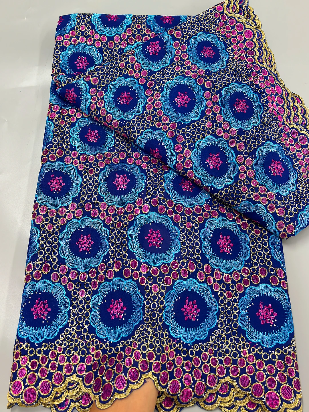 Latest African 100% Cotton Lace Fabric 2025 High Quality African Swiss Voile Lace In Switzerland  Fabric For Women Party Dress