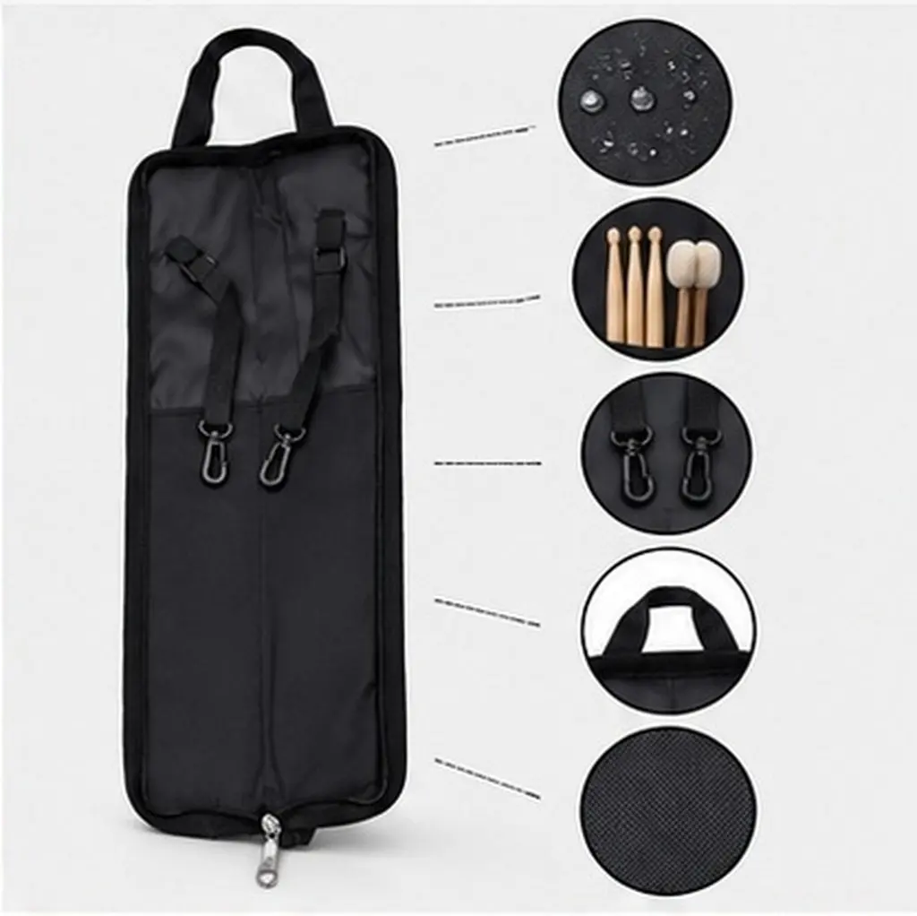 1Pcs Waterproof Oxford Drumstick Bag Large Capacity Close Fit Carry Handle Double Hook Design Drumstick Storage for Floor