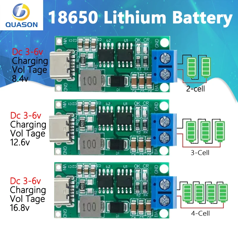 Multi-Cell 2S 3S 4S Type-C To 8.4V 12.6V 16.8V Step-Up Boost LiPo Polymer Li-Ion Charger 7.4V 11.1V 14.8V 18650 Lithium Battery