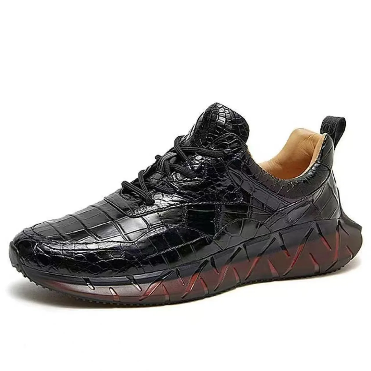 2025 new arrival Fashion Crocodile Skin causal shoes men,male Genuine leather sneakers  pdd697