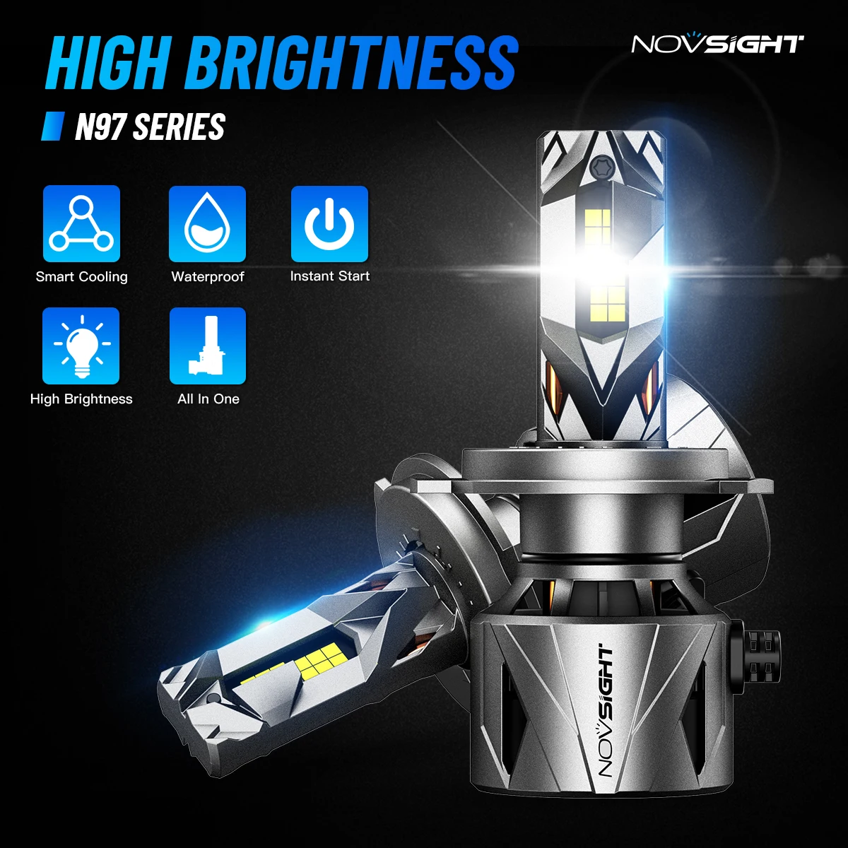 NOVSIGHT A500 N97 H4 LED Headlight For Car H7 LED H11 9005 9006 6500K 60000LM 240W 9-32V LED Auto Headlamp High Brightness Bulbs