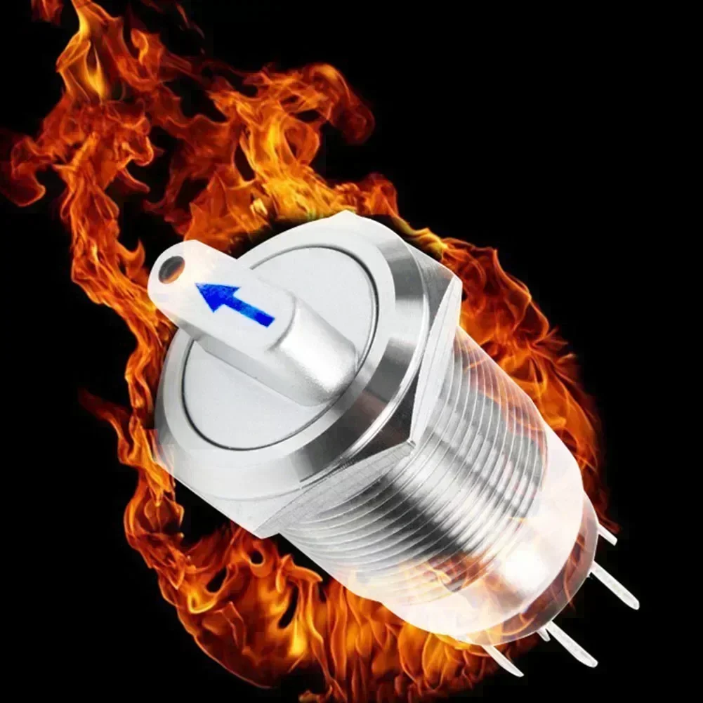 19mm 2 3 Position Metal Selector Rotary Switch Latching Push Button Switch SPDT With 12V LED Illuminated Switch 1NO1NC ON OFF