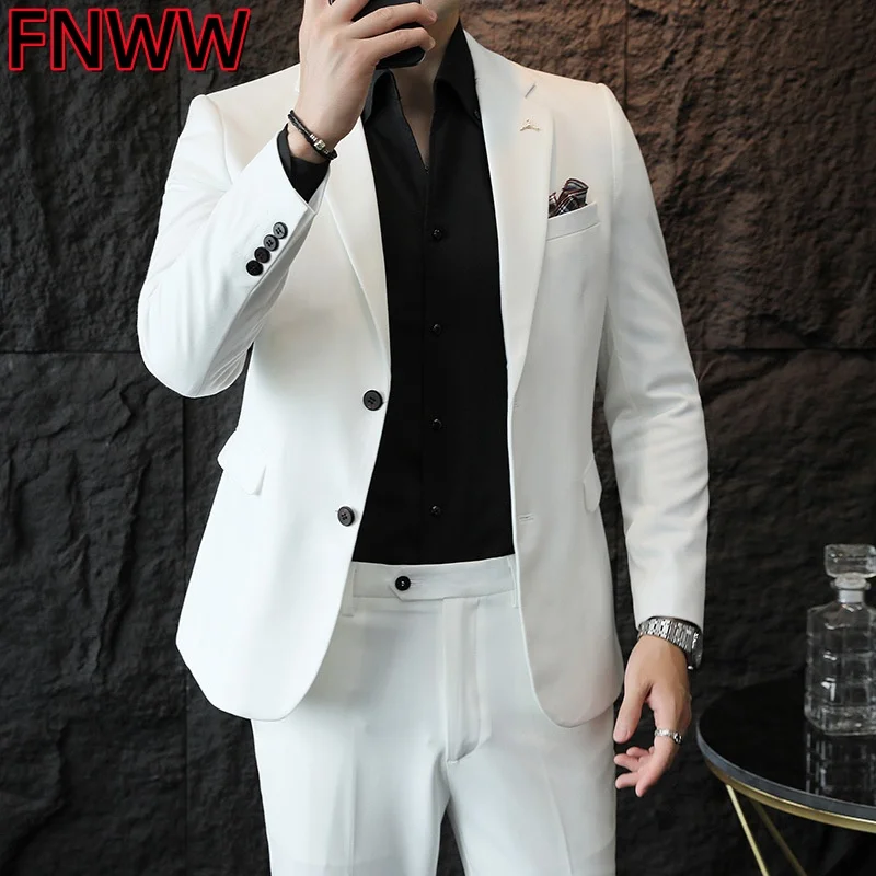 Men's 2026 Luxurious 2-Piece Suit Set Fashionable Elegant Office Formal Jacket And Pants Ensemble for Social Grooming