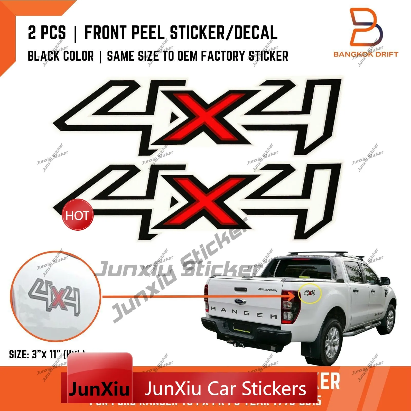 Ein Set aus zwei 4x4 Wolf Offroad Aufklebern, 4WD Z71 Gold Hook Fx4 Offroad-kompatibel, passend für F150 F250 F350 F Truck Zubehör – Detail 18