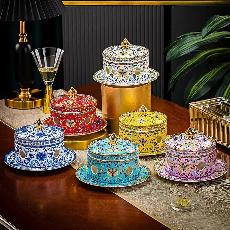 Enamel ceramic bird's nest stew cup Chinese bone china Buddha Jumps Over the Wall dessert cup