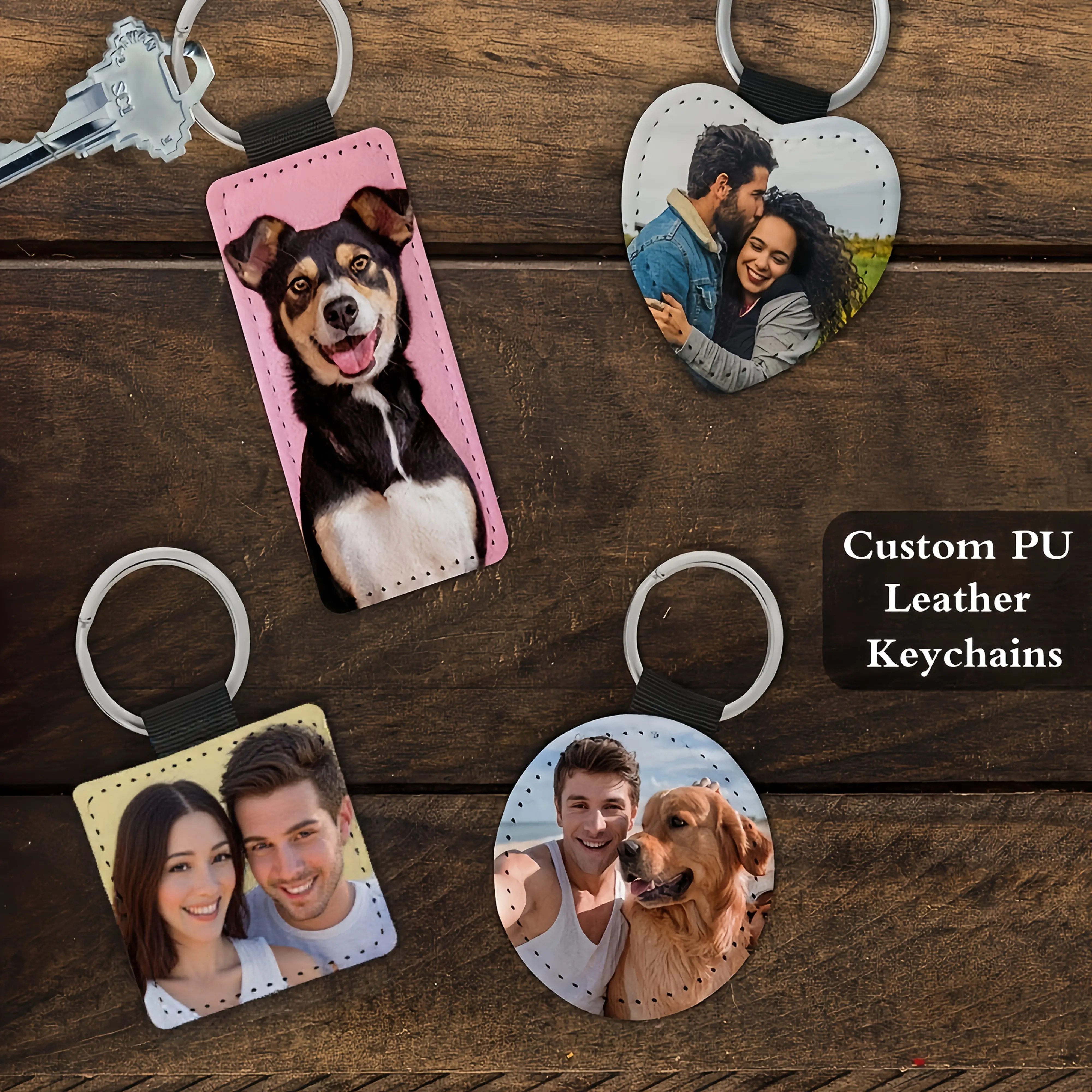Porte-clés photo personnalisé, porte-clés en similicuir personnalisé avec impression, un cadeau distinctif pour la famille, les amis et les camarades de classe