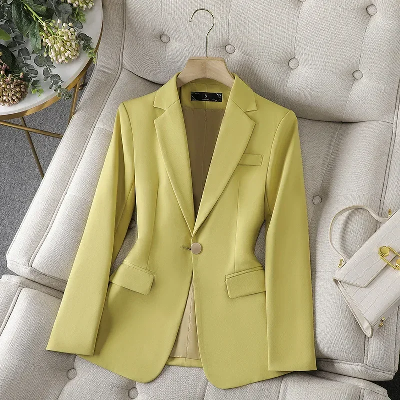 Terno de negócios preto feminino, blazer feminino, senhora do escritório, casaco feminino de alta qualidade, vestido de baile, algodão, moda primavera, 1 pc