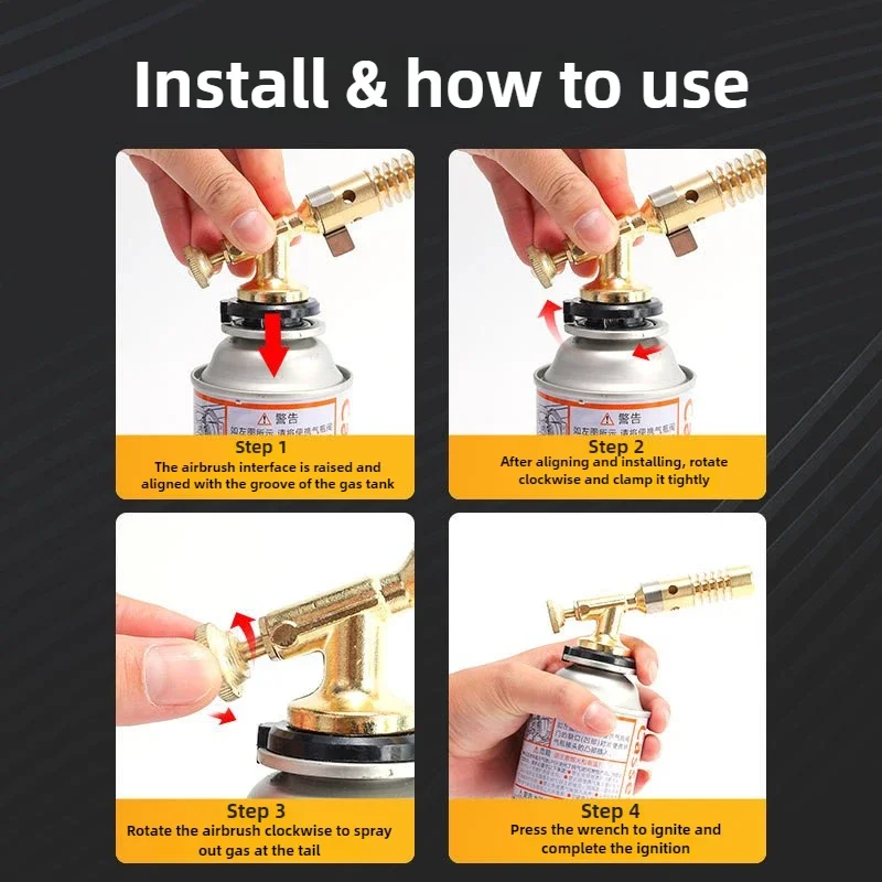 مسدس لهب عالي الحرارة، شعلة محمولة مزودة بوقيتان مع فوهة شعلة قابلة للتعديل للحام والتخييم وإشعال الشواء #5