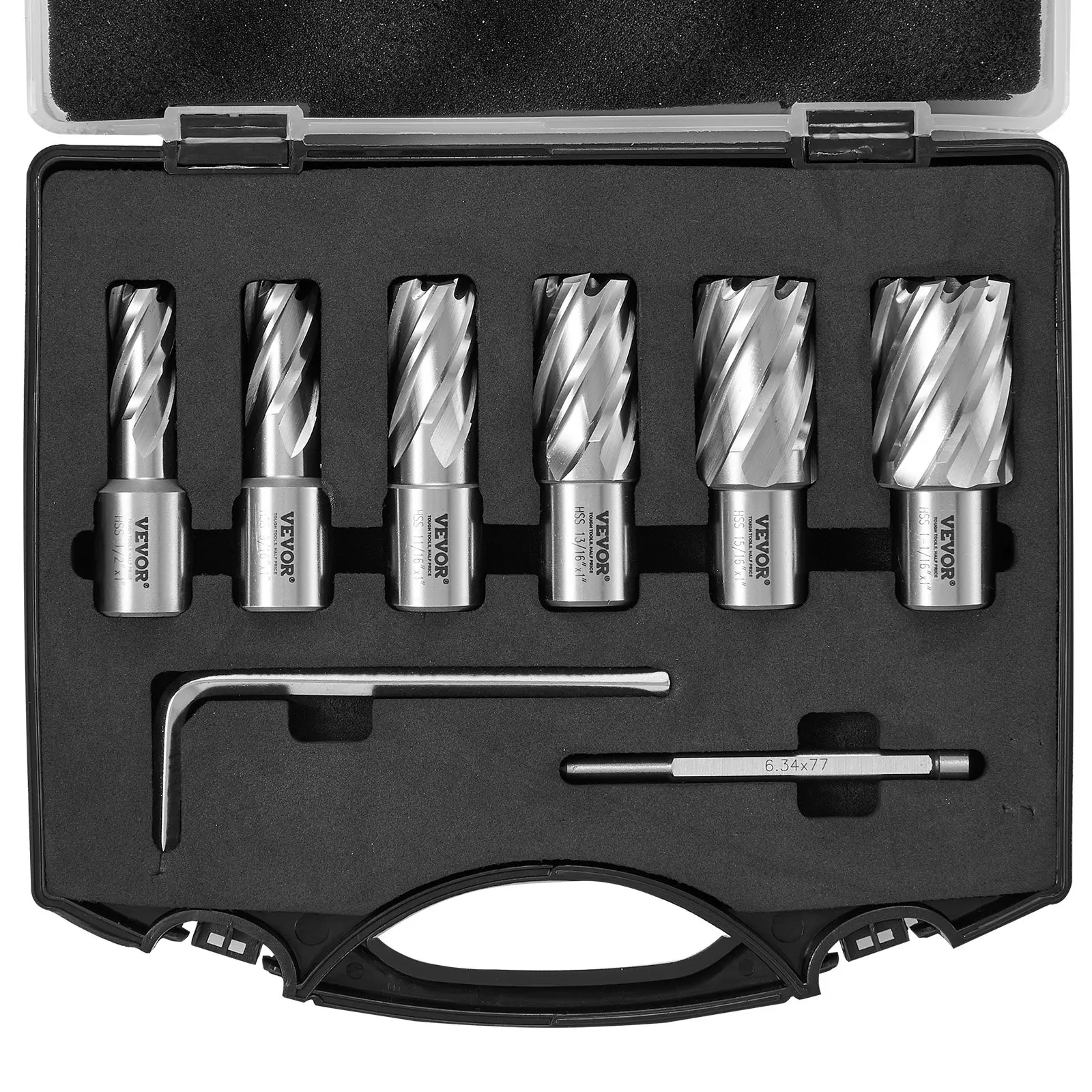 VEVOR Annular Cutter Set, 6/13 pcs Weldon Shank Mag Drill Bits, 1-2 inch Cutting Depth for Magnetic Drills