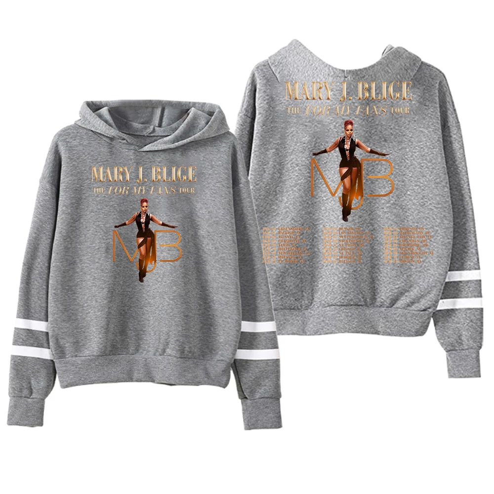 Mary J Blige The For My Fans Tour 2025 Hoodie Pocketless Parallel Bars Sleeve Streetwear Men Women Hooded Sweatshirt