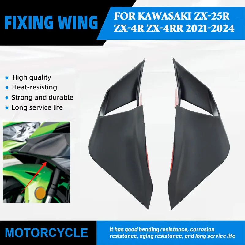

Motorcycle Fixed Wing For Kawasaki ZX-25R ZX-4R ZX-4RR 2021-2024 ABS Plastic Front Aerodynamic Wing Side Winglet Fairing Kit