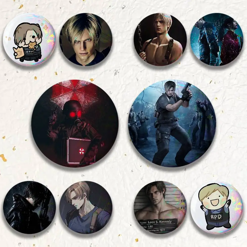 Leon K-Kennedy 25mm 75mm 44mm 58mm 32m Coin Badges Personalized Handmade Round Brooches Pins Accessory