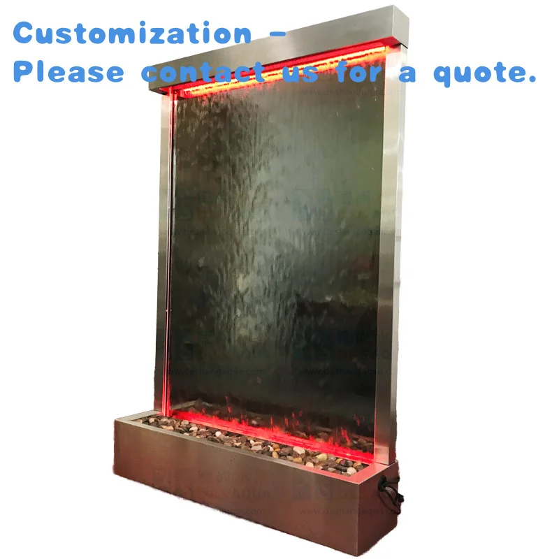 

custom.New 72*48 Inches Silver Mirror SS Frame Indoor Outdoor Waterfall Garden Fountains Floor Standing Waterfall Fountain Ornam