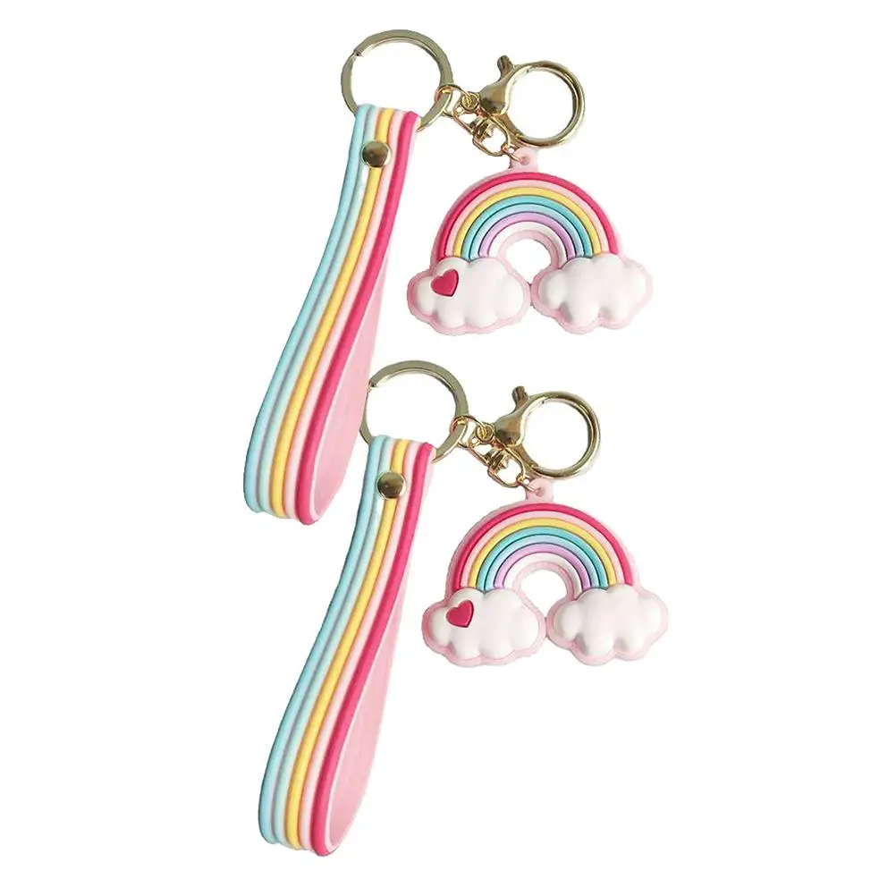 2 Pcs Rainbow Keychain Ornament of The Lid Adorable Bag Gifts Bags Cartoon Chains