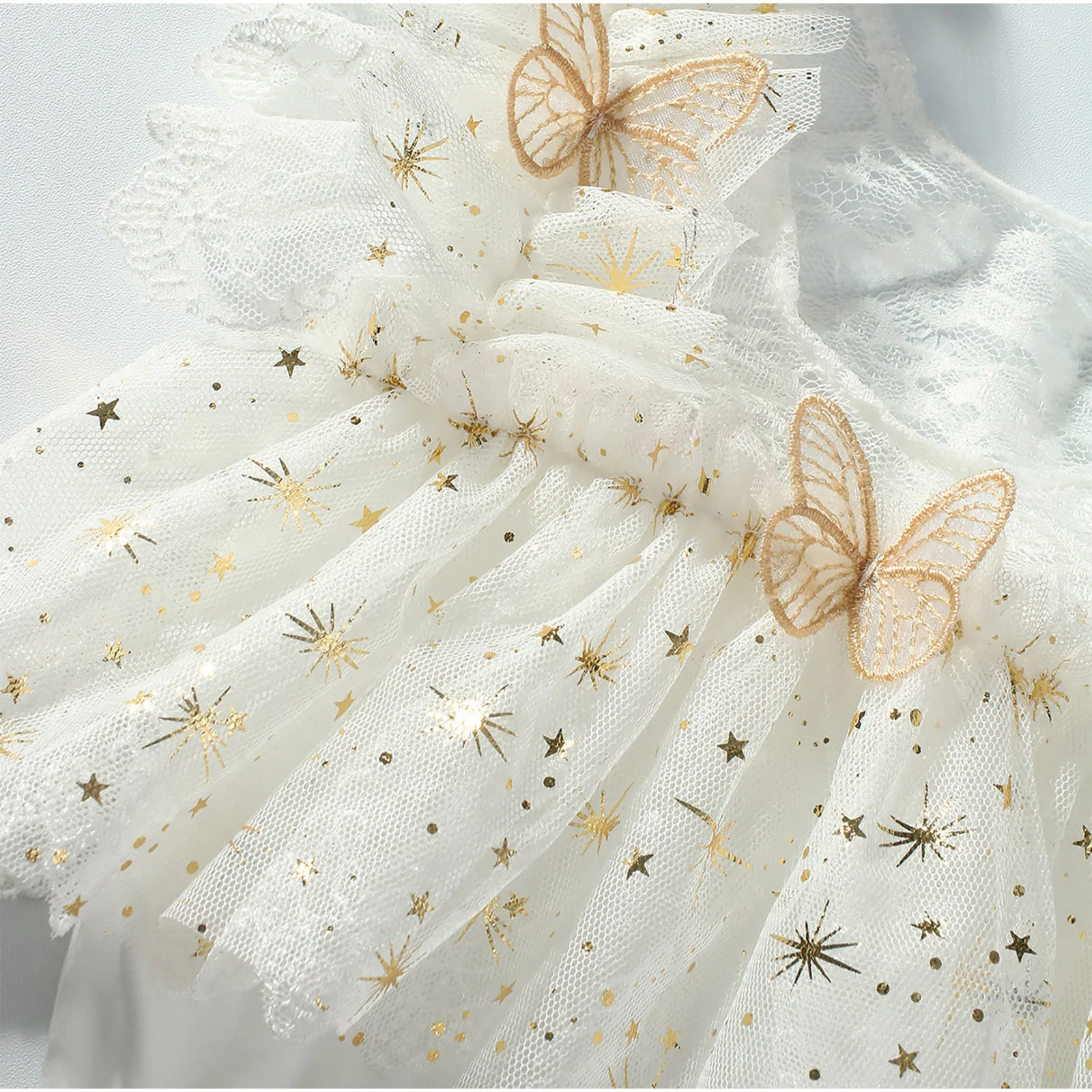 الوليد الرضع الفتيات التصوير رومبير الترتر الدانتيل لطيف فراشة توتو فستان الأميرة ارتداءها مع عقال لاستحمام الطفل