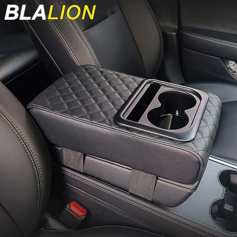 

BLALION Car Arm Rest Extension Pad Center Console Cover PU Leather Armrest Box Cushion Elbow Rest Support Mat with Cup Holder