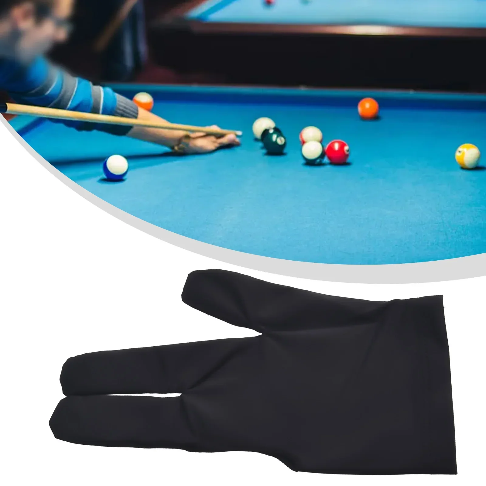 Billard-Snooker-Drei-Finger-Handschuhe, 90er-Nylon, 10 Elasthan, glattes Billard, Schwarz, links und rechts, Snooker mit drei Fingern